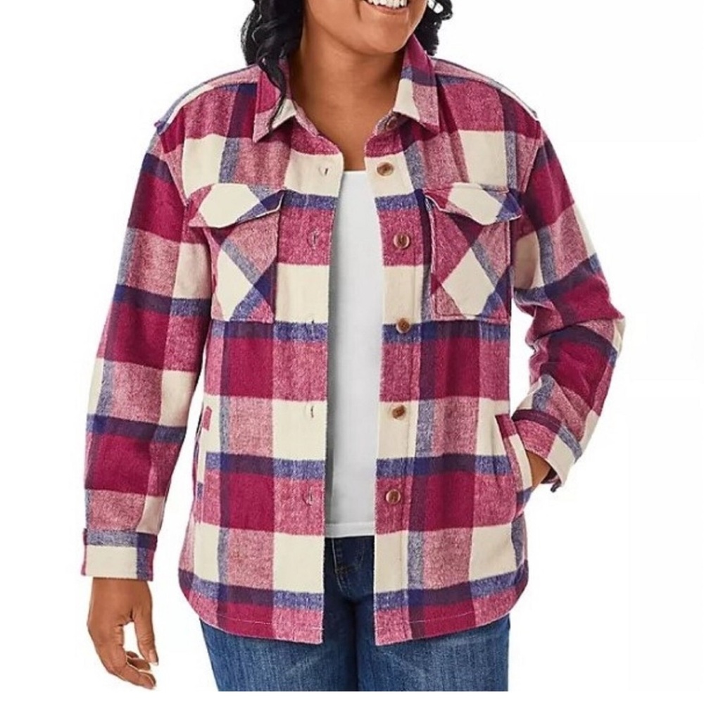 Member’s Mark Pink and Cream Plaid Shacket